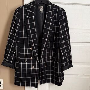 Anne Klein Black and White Checkered Blazer